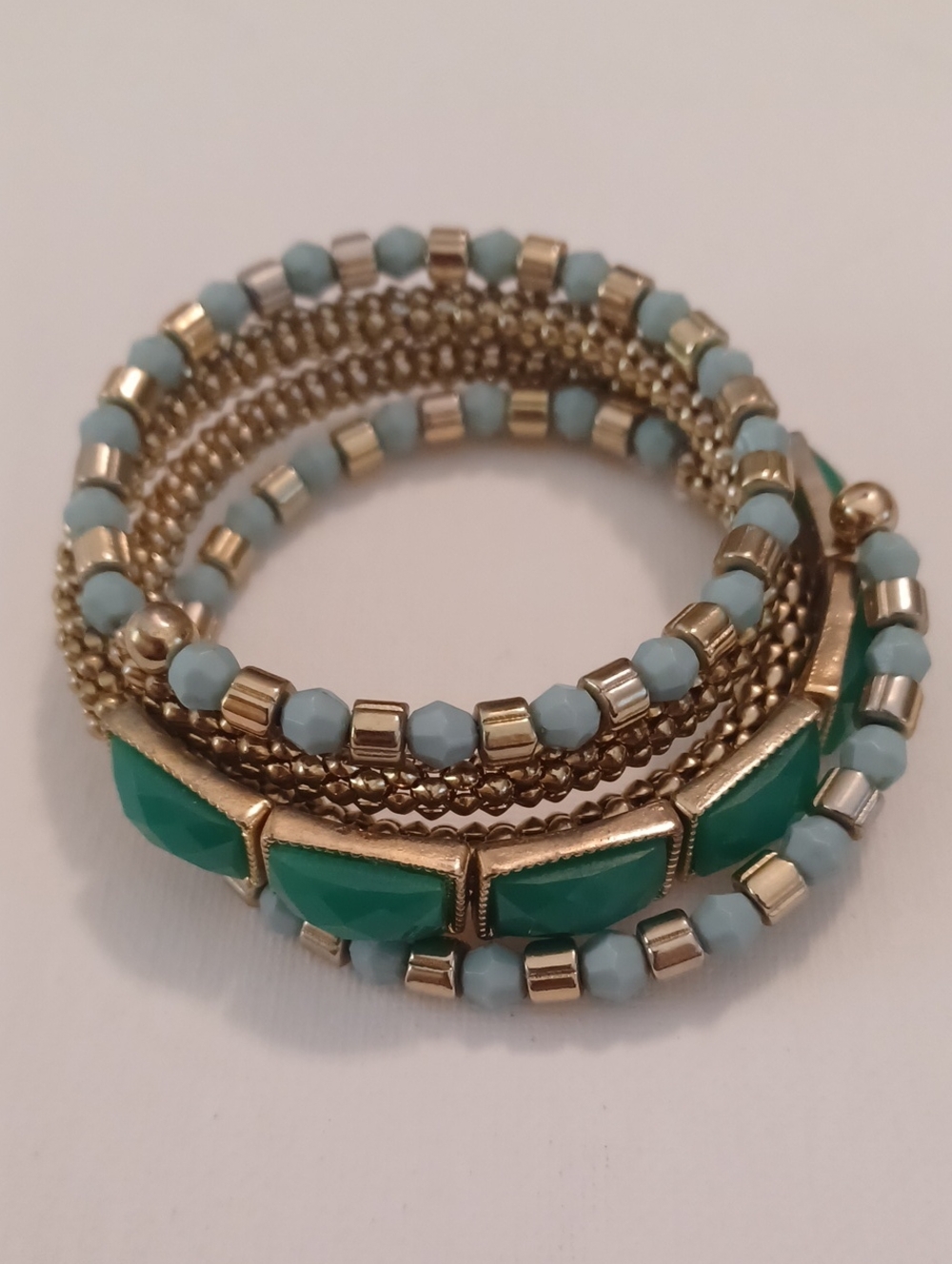 Charlotte Russe Gold and Green Beaded Wrap Bracelet